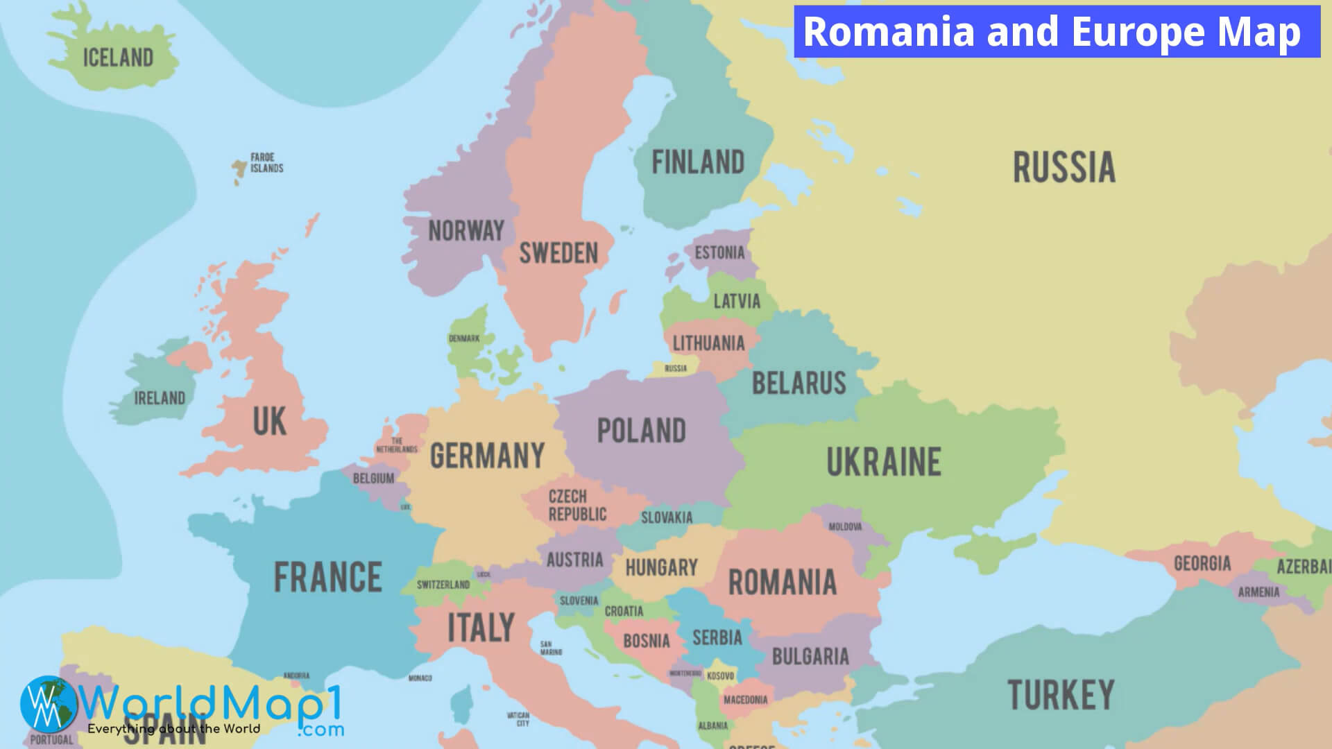 Romania Free Printable Map